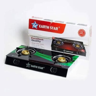 Earth Star 2 Burner Glass Top Gas Cooker - ES 787GLTB